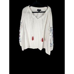 NWT Lane Bryant Womens Embroidered Bohemian Cotton Tunic Top 24